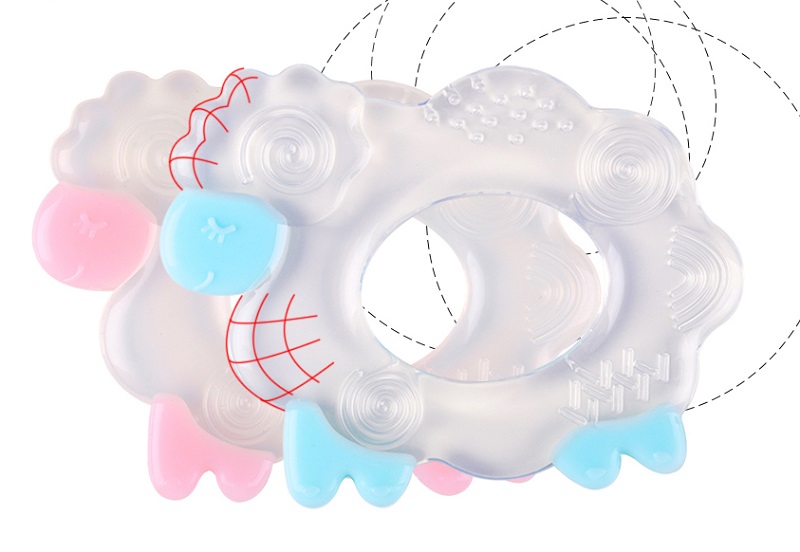 Baby chewing textured silicone teether
