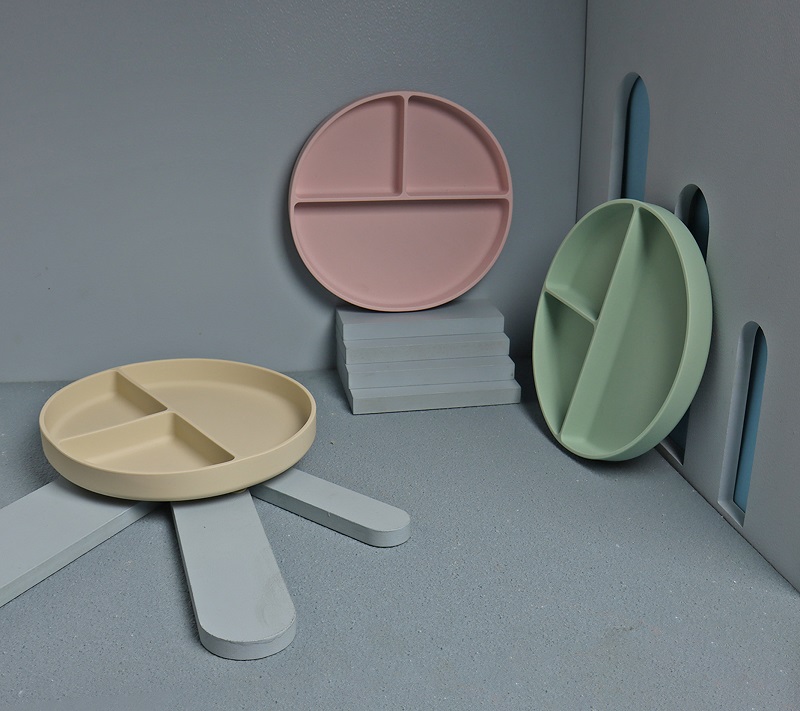 Silicone Divided Plate Silicone Partition Plate Silicone Plate with Suction Base Silicone baby care products