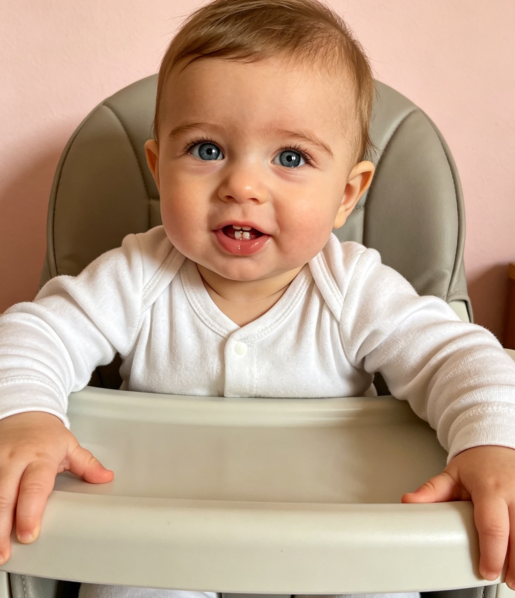 baby first tooth visible during teething stage